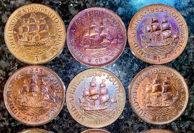 S.A Union set 1 penny 1950 to 1960 amazing toning excellent conditions (1 bid atkes all)