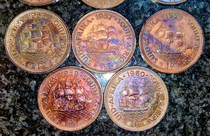 S.A Union set 1 penny 1950 to 1960 amazing toning excellent conditions (1 bid atkes all)