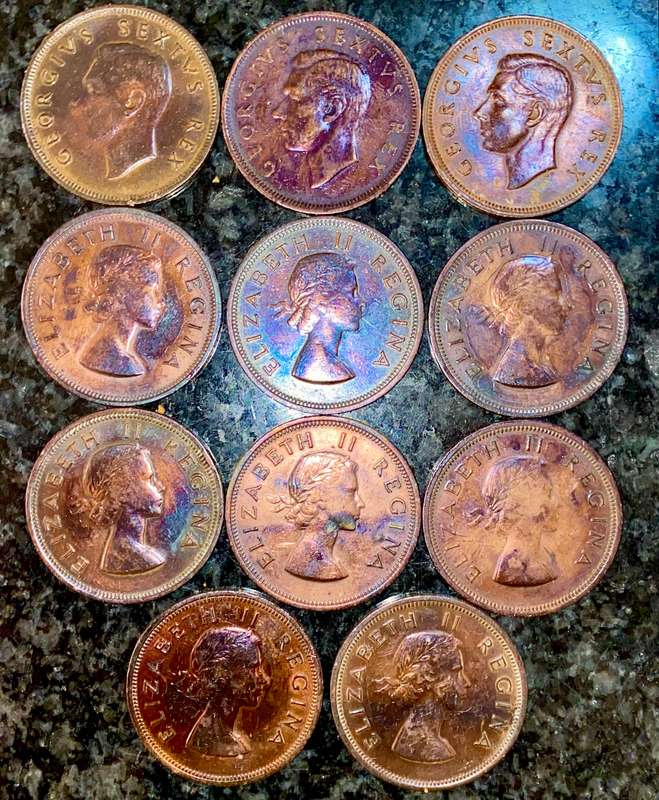 S.A Union set 1 penny 1950 to 1960 amazing toning excellent conditions (1 bid atkes all)