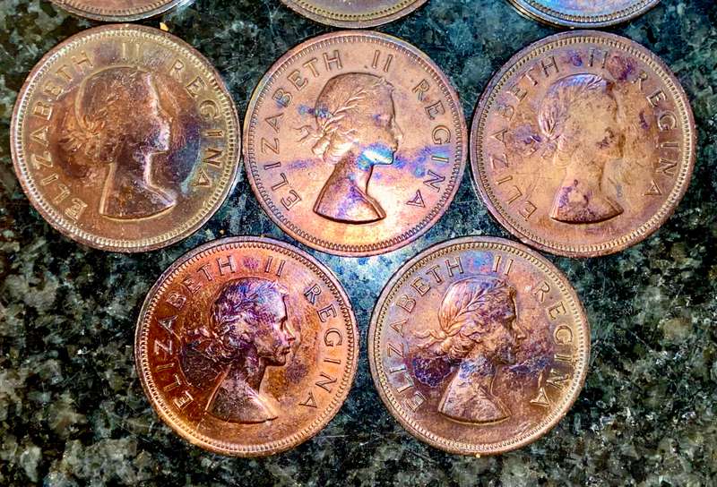 S.A Union set 1 penny 1950 to 1960 amazing toning excellent conditions (1 bid atkes all)