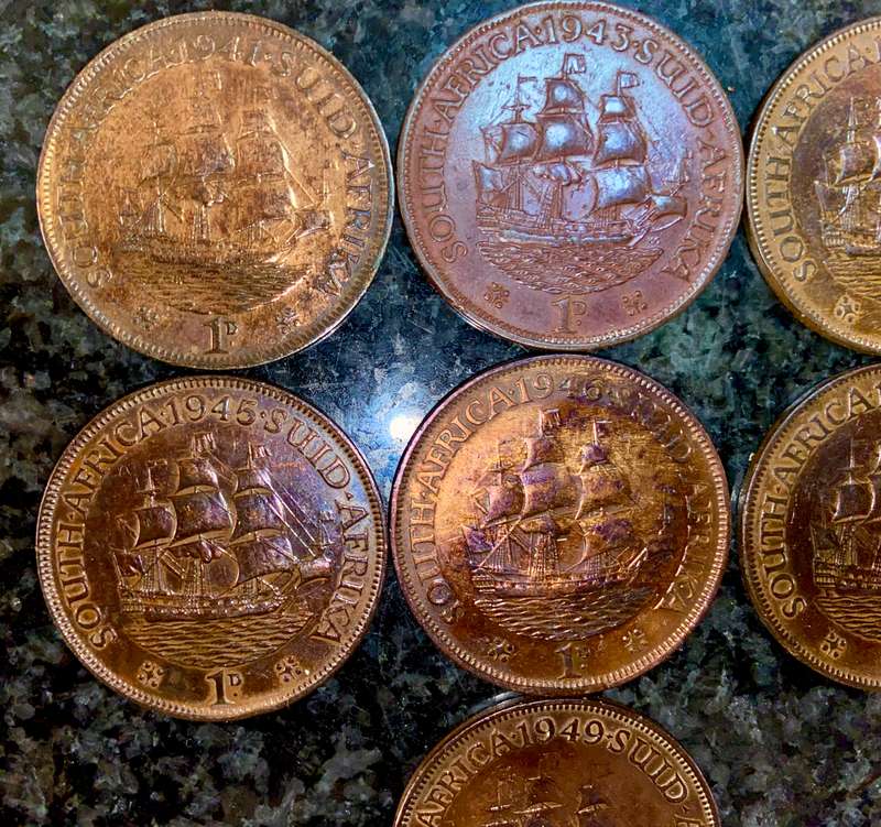 S.A Union set 1 penny 1941 to 1949 amazing toning good condition except 1942/47