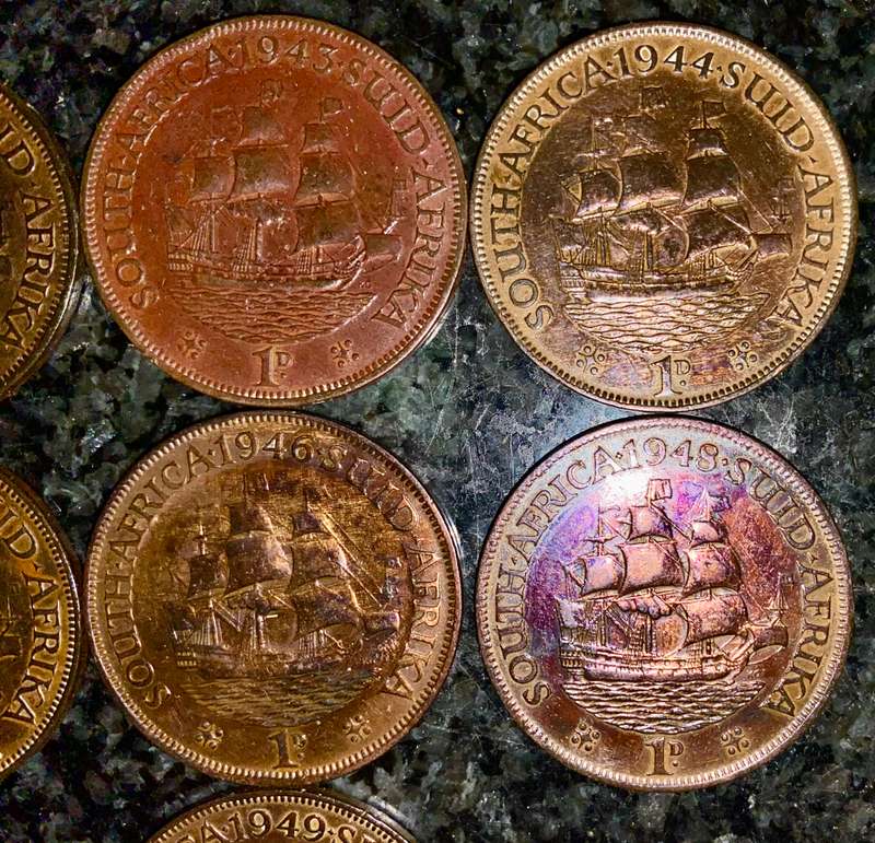 S.A Union set 1 penny 1941 to 1949 amazing toning good condition except 1942/47
