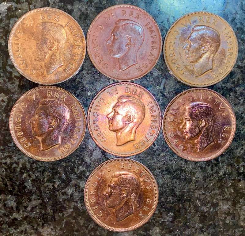 S.A Union set 1 penny 1941 to 1949 amazing toning good condition except 1942/47