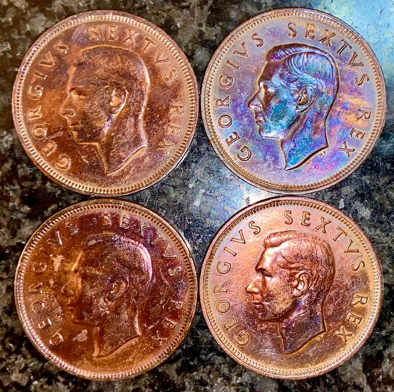 S.A Union set 1 penny 1949 & 1951 amazing toning excellent conditions (1 bid atkes all)