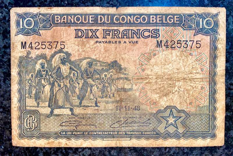 Belgium Congo 10 francs 11-11-1948