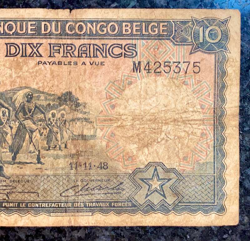 Belgium Congo 10 francs 11-11-1948