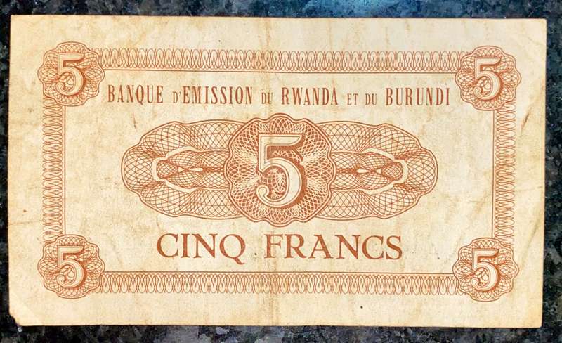 Rwanda & Burundi 5 francs 15-09-1960 A 943163 - (Scarce)