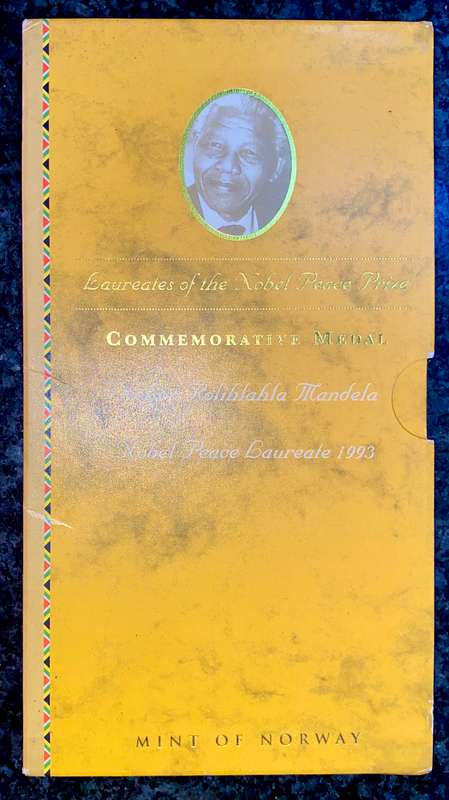 Nelson Mandela 1OZ proof silver - laureate Nobel Peace Prize - Norway Mint in original folder