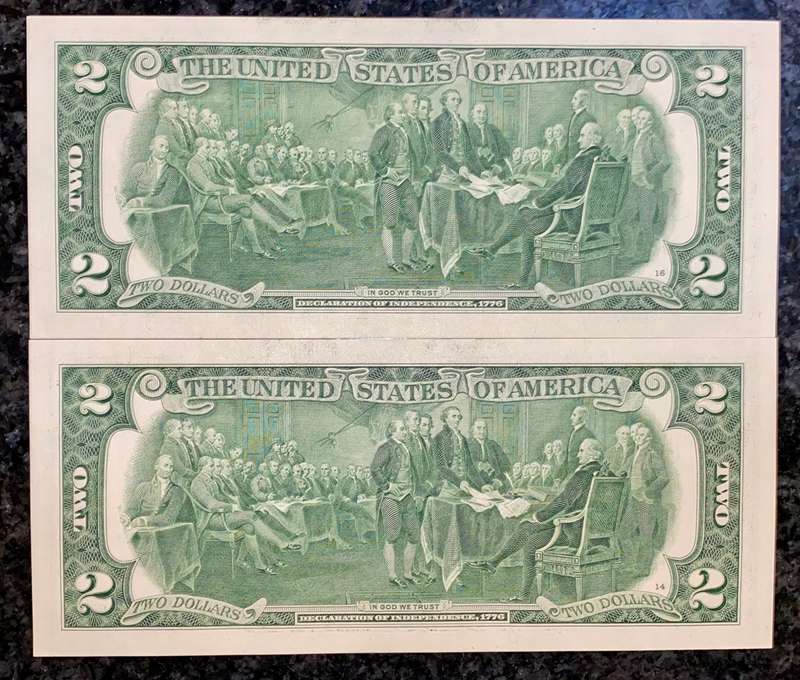 USA 2 dollars in sequence 695-694 San Francisco Federal mint 2017 UNC(1 bid takes all)