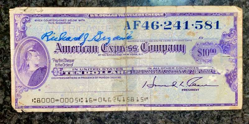 USA $10 Travelers cheque 19..undated