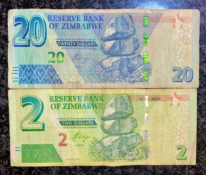 Zimbabwe. set 20 dollars & 2 dollars 2016/20 (1 bid takes all)