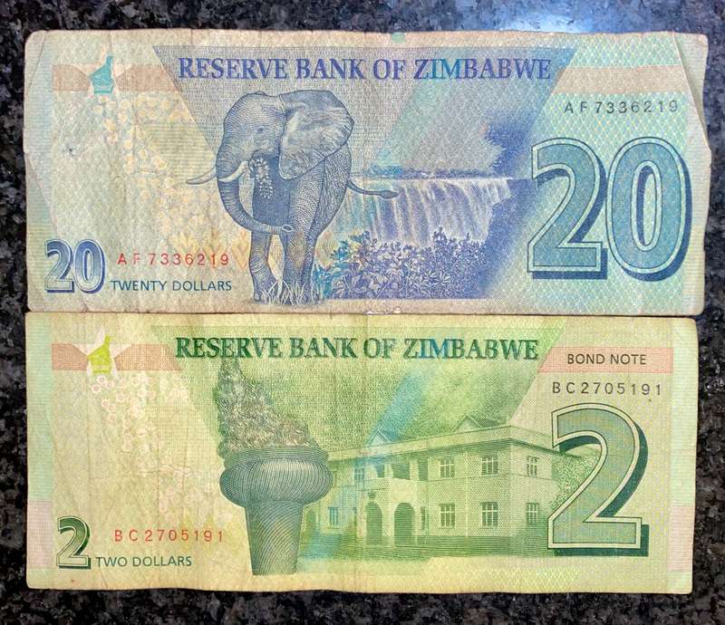 Zimbabwe. set 20 dollars & 2 dollars 2016/20 (1 bid takes all)