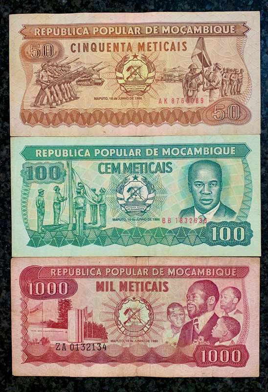 Mozambique. set 1000 meticais to 50 meticais 1980/1986(1 bid takes all)