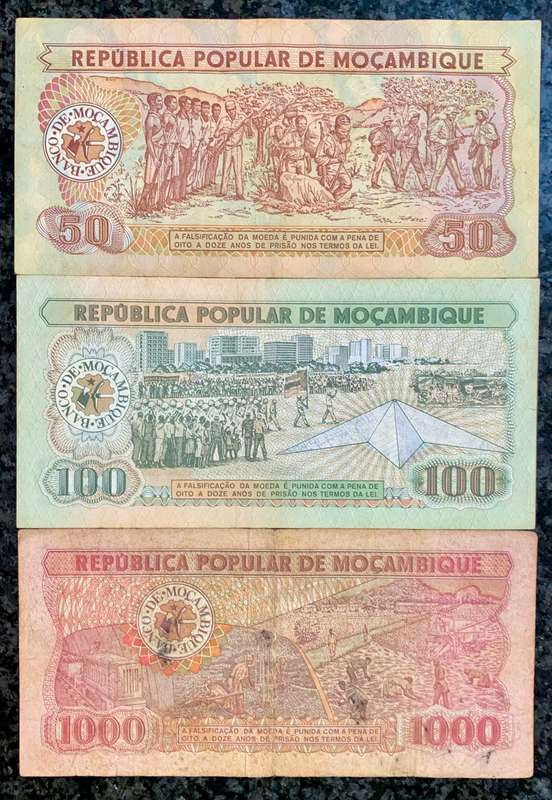 Mozambique. set 1000 meticais to 50 meticais 1980/1986(1 bid takes all)