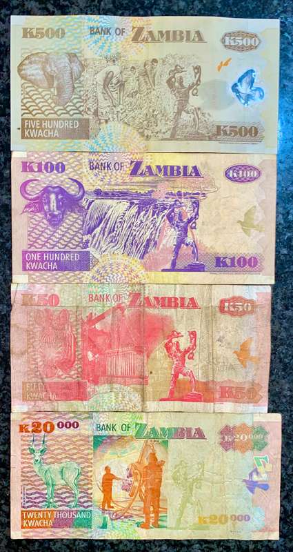 Zambia set 100 kwacha to 20 kwacha 2006/2010 (1 bid takes all)