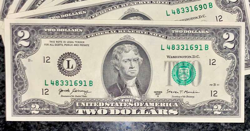 USA 2 dollars in sequence 691-680 San Francisco Federal mint 2017 unc (BID PER NOTE)