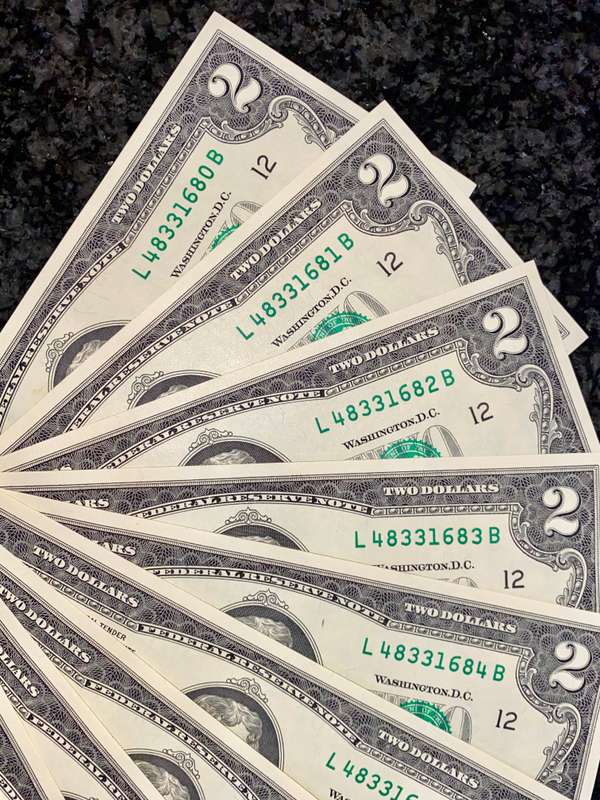 USA 2 dollars in sequence 691-680 San Francisco Federal mint 2017 unc (BID PER NOTE)