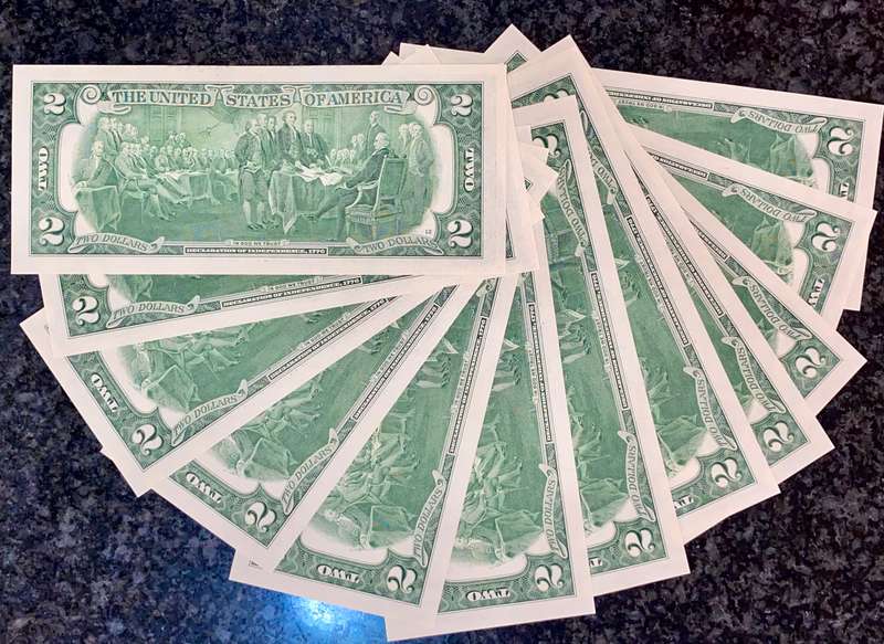 USA 2 dollars in sequence 691-680 San Francisco Federal mint 2017 unc (BID PER NOTE)