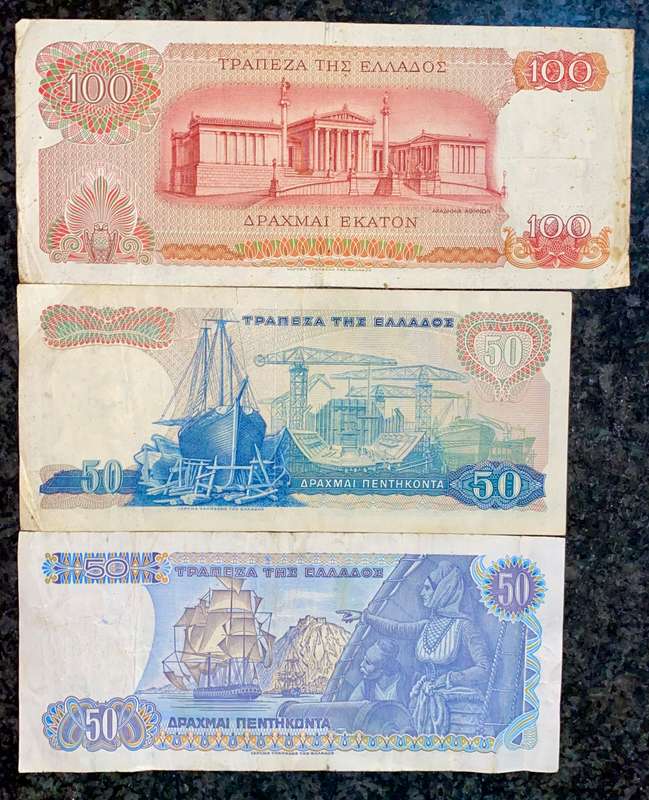 Greece set 100 drachma 1967 - 50 drachma 1964 & 1978 (1 bid takes all)