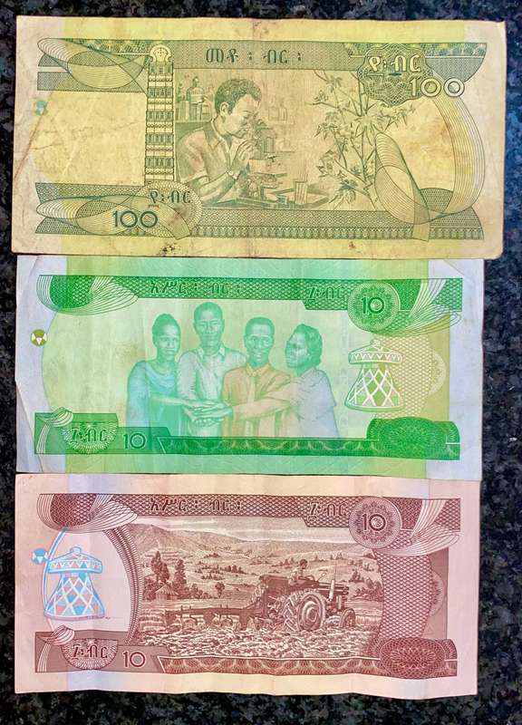 Ethiopia set 100 birr 2007& 10 birr 2012 & 2015(1 bid takes all)