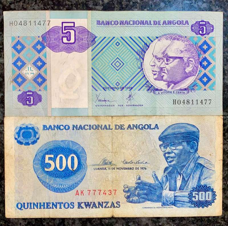 Angola set 500 kwanzas 1976 & 50 kwanzas 1999 (1 bid takes all)