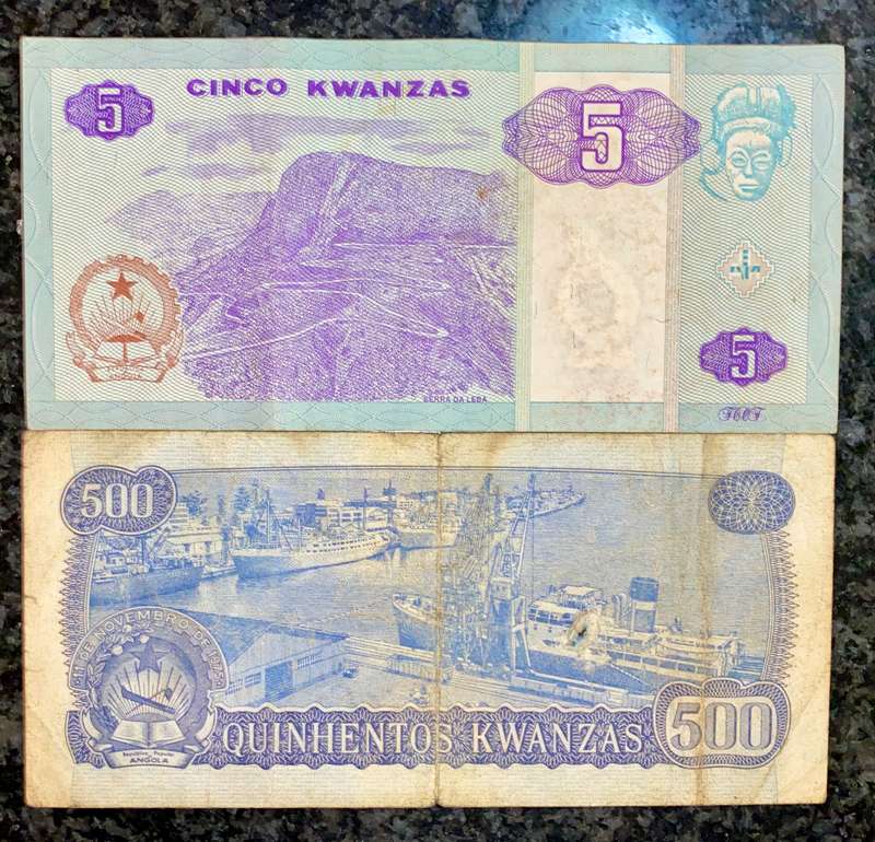 Angola set 500 kwanzas 1976 & 50 kwanzas 1999 (1 bid takes all)
