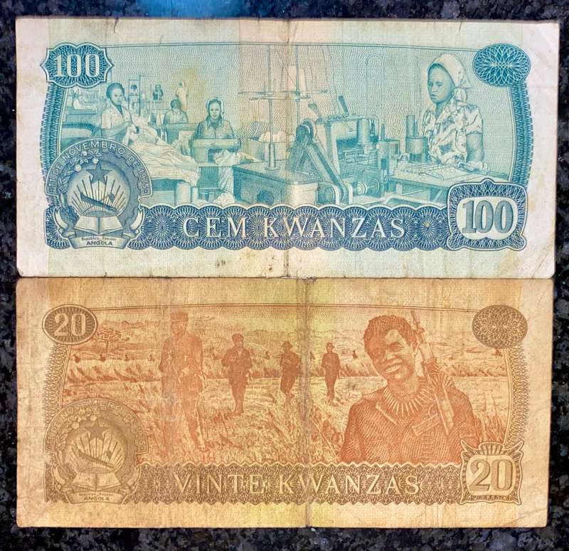 Angola set 100 kwanzas & 20 kwanzas 1976/79 (1 bid takes all)