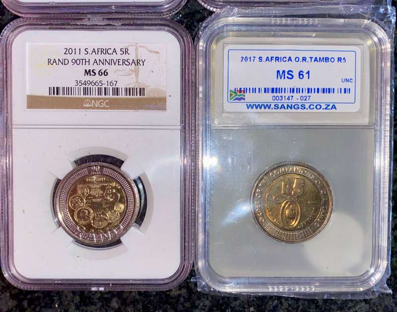 South Africa.Graded commemorative set R5 - 2000 MS64 - 2008 - 2011 MS66 & 2017 MS61(1 bid takes all)