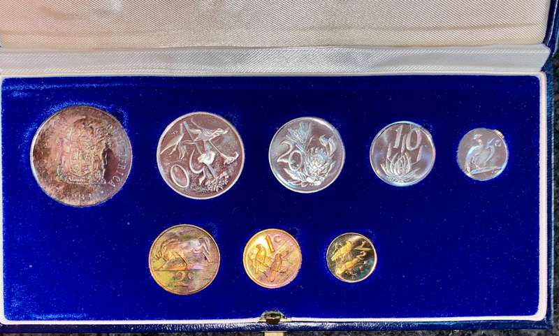 South Africa Proof set silver R1 TO 1/2 cent 1983 blue SA mint box