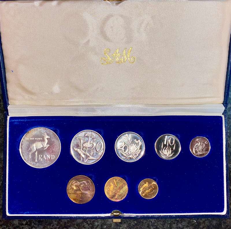 South Africa Proof set silver R1 TO 1/2 cent 1983 blue SA mint box