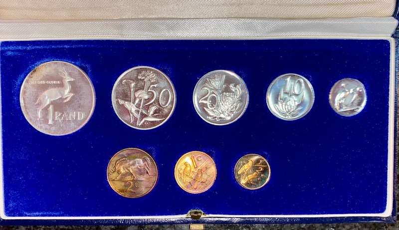 South Africa Proof set silver R1 TO 1/2 cent 1983 blue SA mint box