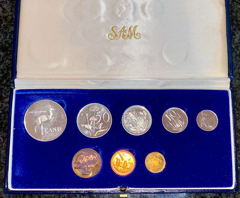South Africa Proof set silver R1 TO 1/2 cent 1983 blue SA mint box