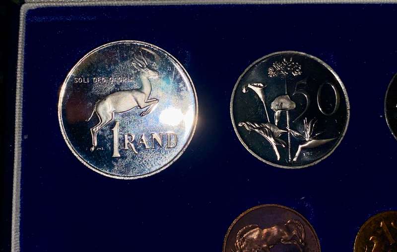 South Africa Proof set silver R1 TO 1/2 cent 1983 blue SA mint box
