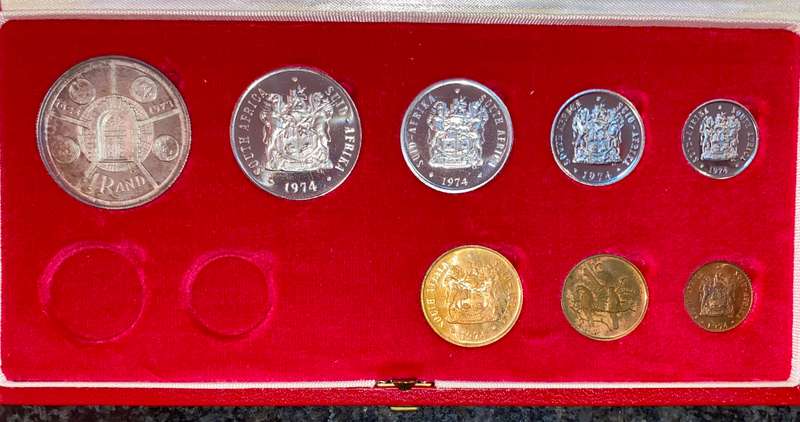 South Africa 1974 Proof set silver R1 TO 1/2 cent red SA mint box