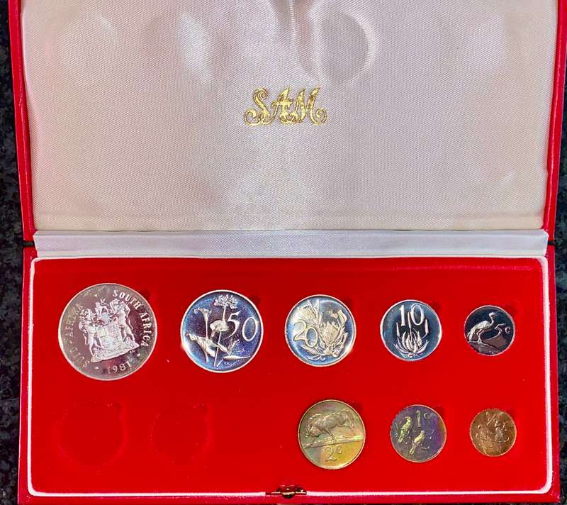 South Africa Proof set silver R1 TO 1/2 cent 1981 red SA mint box