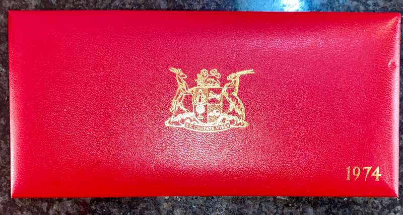 South Africa Proof set 1974 silver R1 TO 1/2 cent red SA mint box