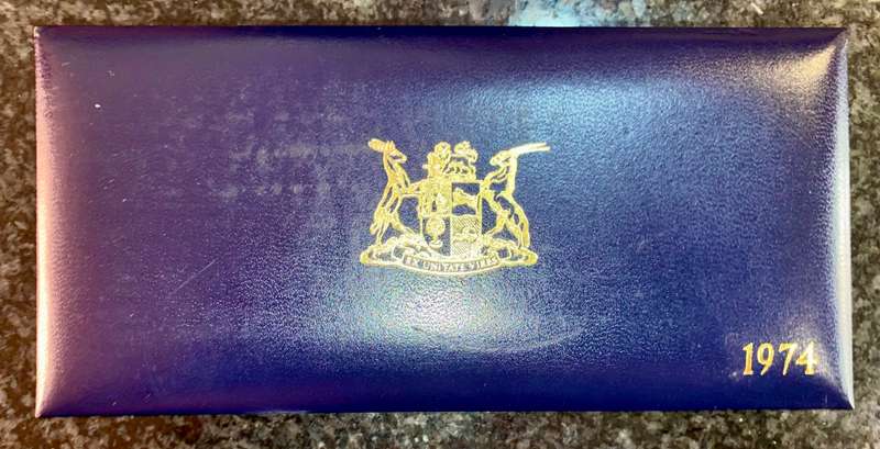 South Africa Proof set 1974 silver R1 TO 1/2 cent blue SA mint box