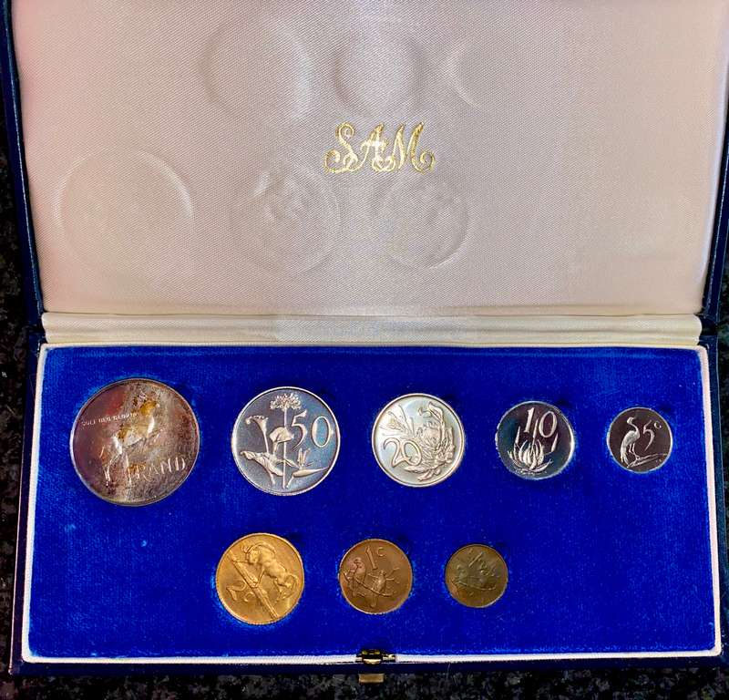 South Africa Proof set silver R1 TO 1/2 cent 1978 blue SA mint box