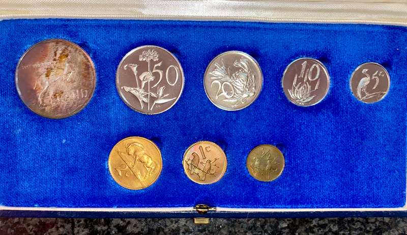 South Africa Proof set silver R1 TO 1/2 cent 1978 blue SA mint box