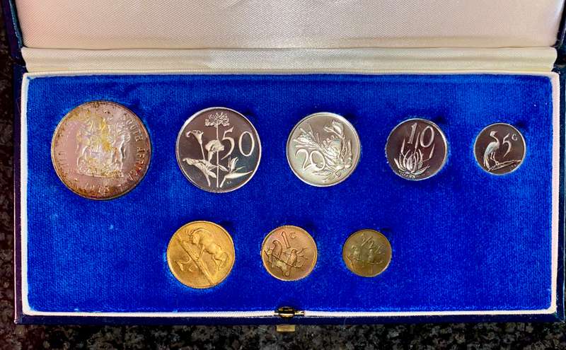 South Africa Proof set silver R1 TO 1/2 cent 1978 blue SA mint box