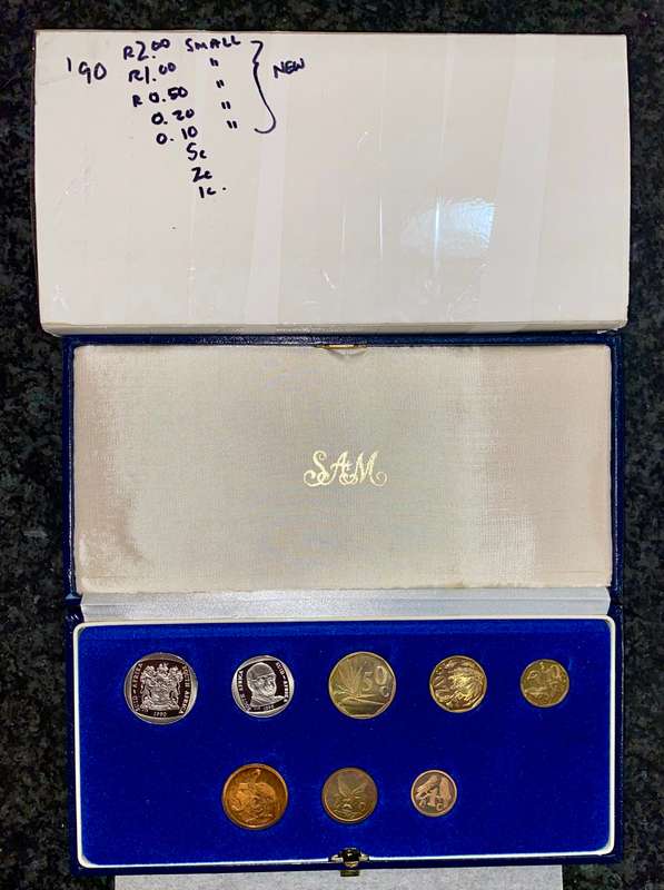 South Africa Proof set 1990 - R2 TO 1 cent blue SA mint box with cover