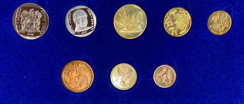 South Africa Proof set 1990 - R2 TO 1 cent blue SA mint box with cover