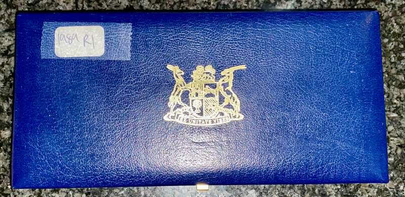 South Africa Proof set silver R1 TO 1 cent + nickel R1 - 1989 blue SA mint box