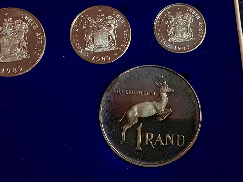 South Africa Proof set silver R1 TO 1 cent + nickel R1 - 1989 blue SA mint box