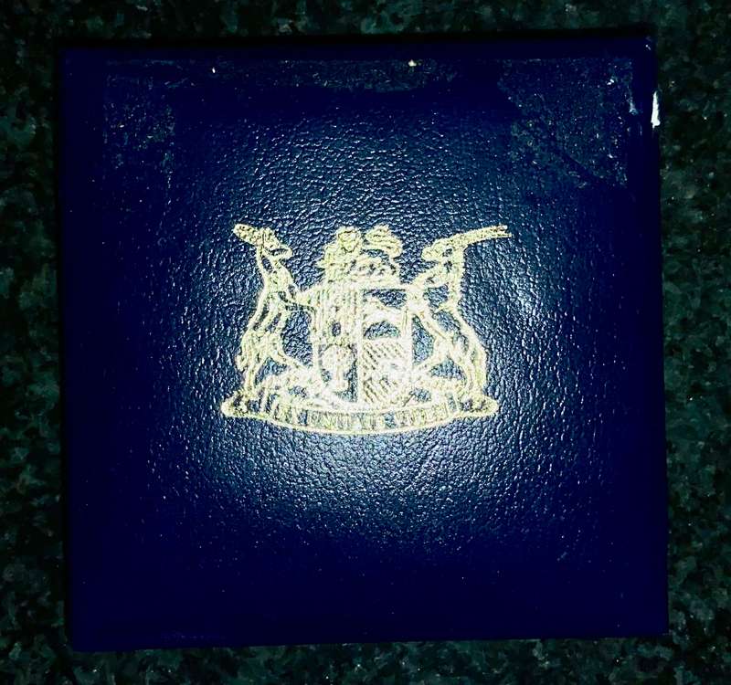 South Africa Proof silver R1 -- Soli Deo Gloria 1992 - blue SA mint box in capsule