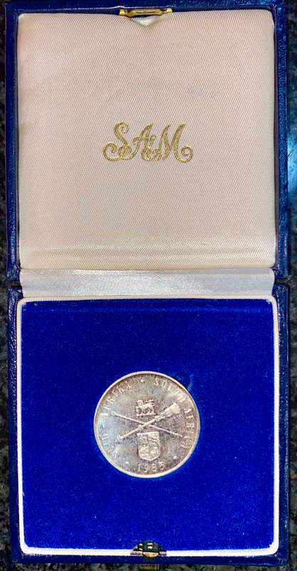 South Africa Proof silver R1 -- Parlement 1985 BLUE SA mint box