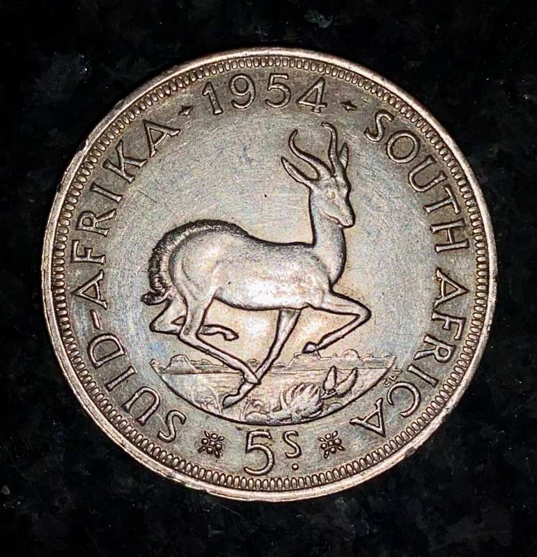 SA Union silver 5 shilling 1954 low mintage 17040