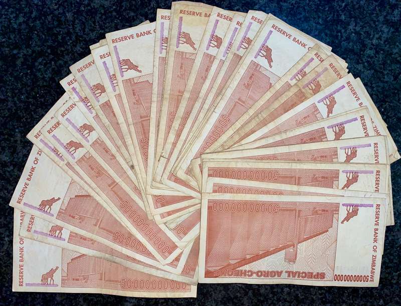 Zimbabwe. 50 billion dollars 2008 ( 1 bid takes all ) pack of 100