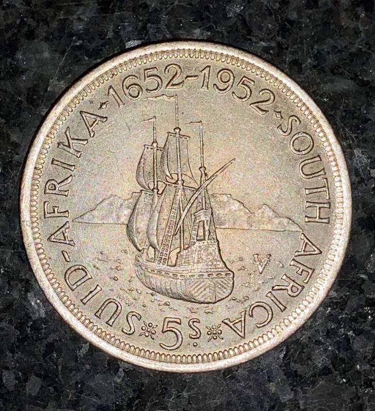 SA Union silver 5 shilling 1952