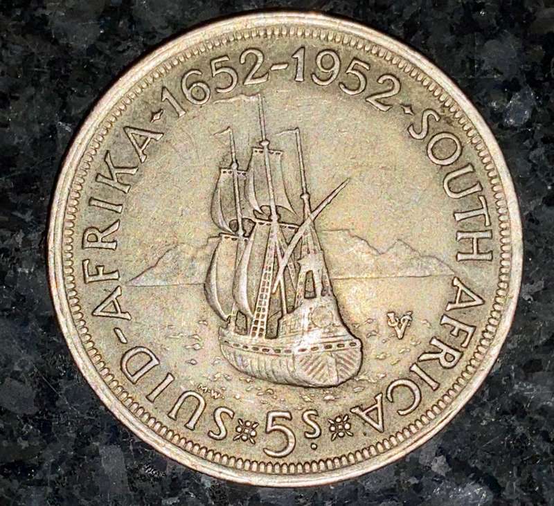 SA Union silver 5 shilling 1952
